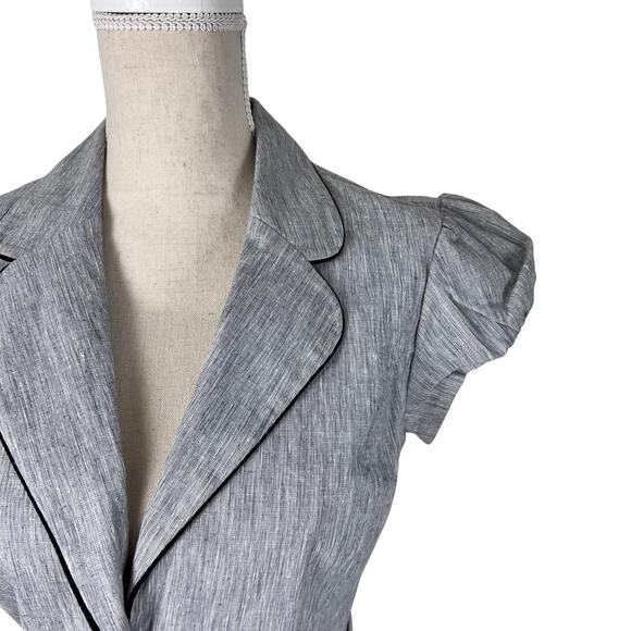 I.N. San Francisco Gray Belted Puff Sleeve Blazer Top Y2K Career Core Medium - Picture 3 of 7